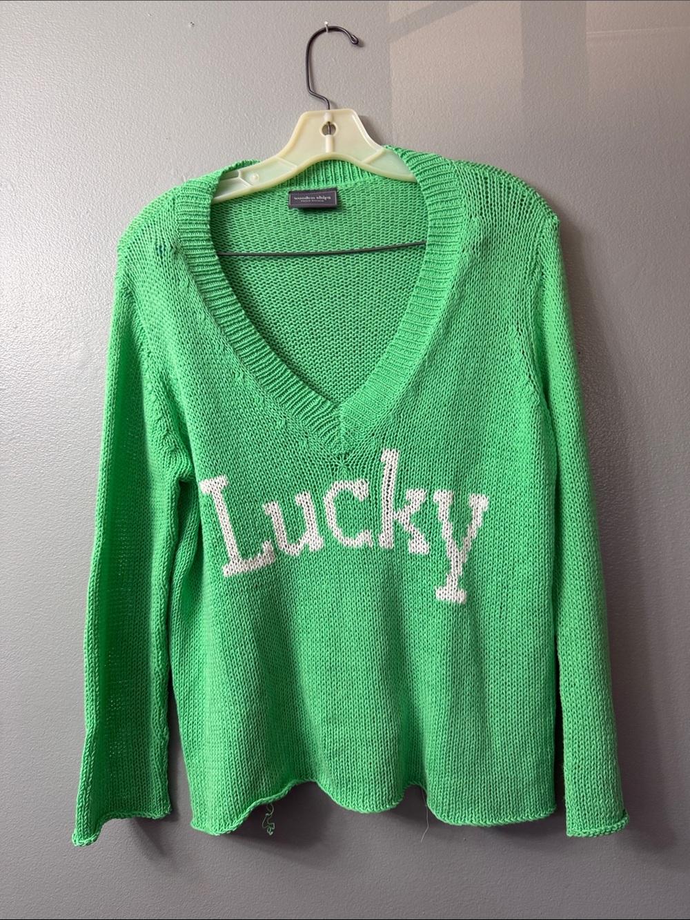 Wooden Ships Bright Green Open Knit Cardigan xs - Picture 2 of 7